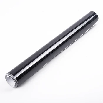 

Glossy Carbon Fiber Black Sticker Vinyl Sheet Roll 12*60\" Interior Auto 5D