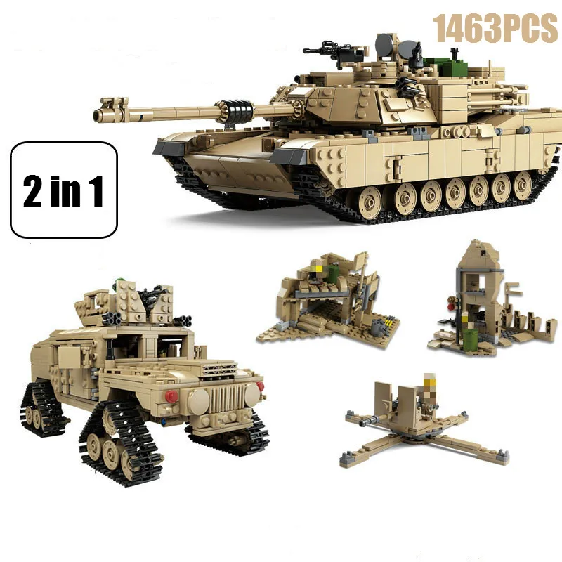 Новая тема Танк строительные блоки 1463 шт Строительные блоки M1A2 ABRAMS MBT KY10000 1 изменение 2 модели игрушек Танк игрушки для детей