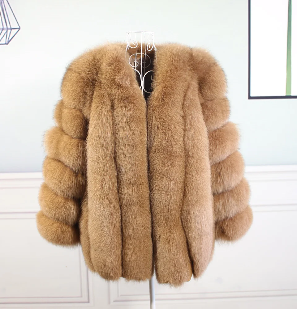 

Large size ladies winter fox fur jacket long sleeve winter jacket ladies real fox fur coat leather jacket