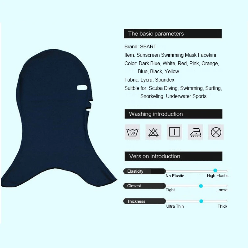 SBART Men Women Diving Masks Snorkeling Headwear Lycra Anti-UV Sunscreen Facekini Swimming Head Ear Hair Jellyfish Protection snorkeling diving mask diving mask