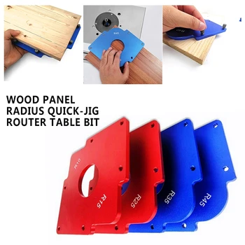 

2019 Aluminum alloy 6061 Wood Panel Radius Quick-Jig Router Table Bit Corner Templates Woodworking Tool Fasteners Dowel Red Blue