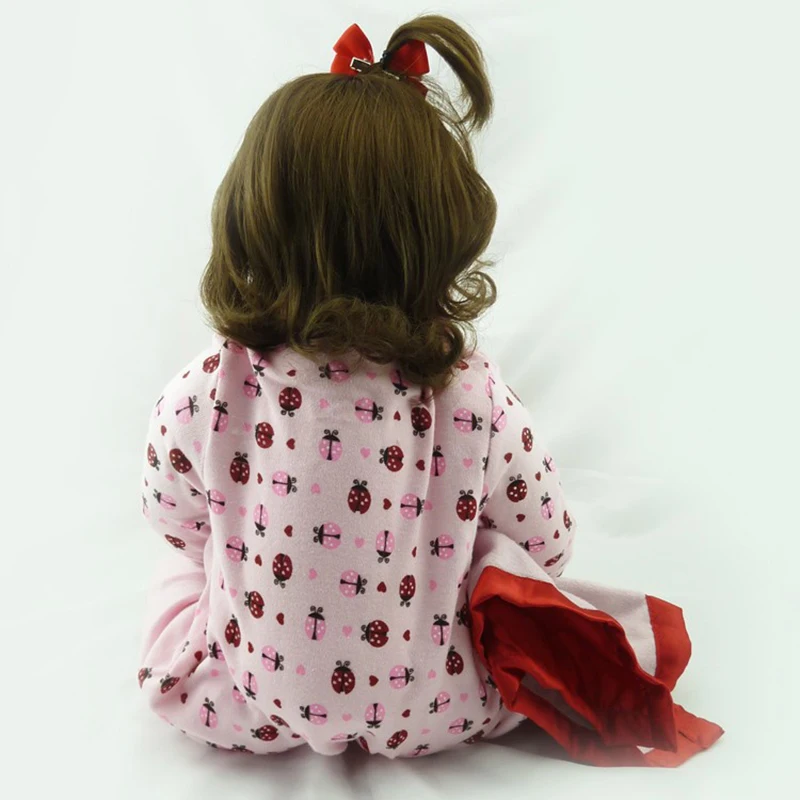 55 см Reborn Baby Doll игрушка виниловая мягкая милая розовая ткань для тела модные короткие объемные волосы Реалистичная Детская кукла Дети ролевые игры
