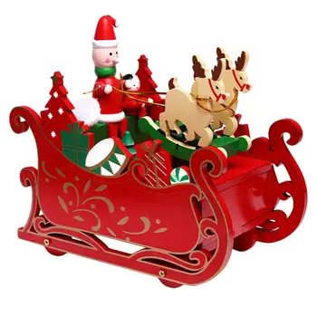 

1pc Christmas Deer Cart Shaped Music Box Adorable Desktop Decoration Home Deocrative Miniatures