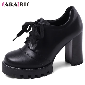 

SaraIris High Heels Genuine Leather Sandals Women Fashion Dress Platform Pumps Ladies Autumn Luxury Brand Designer Shoes