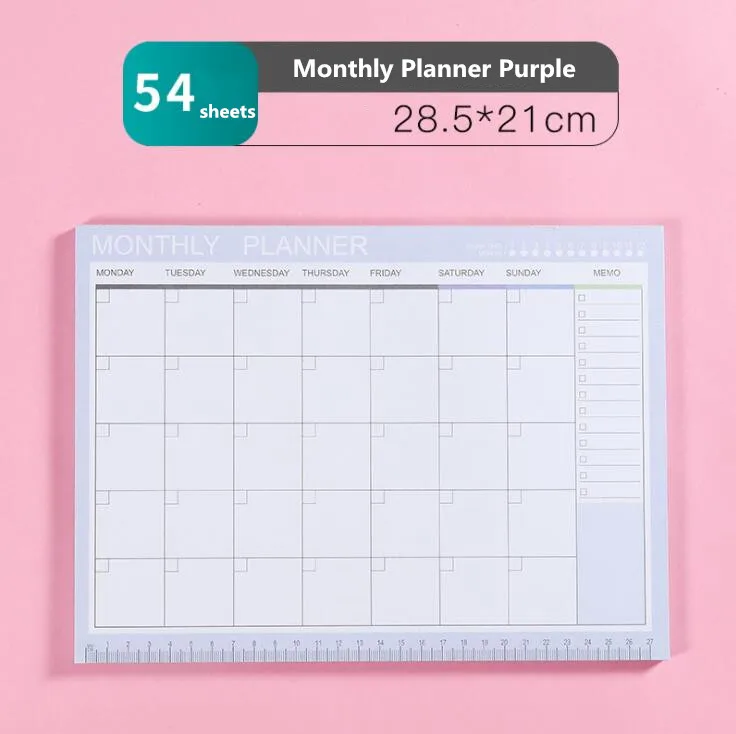 Monthly Planner PP Новинка, милый блокнот, 54 листа, А4, B6, еженедельный, ежемесячный, органайзер, блокнот для заметок, ежедневный блокнот, школьные канцелярские принадлежности - Цвет: Monthly Planner PP