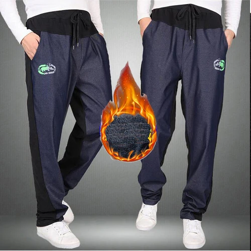 Warm winter pants men Joggers pants Hip Hop pants men clothes Streetwear men's trousers large size XXXL 4XL 5XL 6XL 7XL 8XL - Цвет: Темно-синий