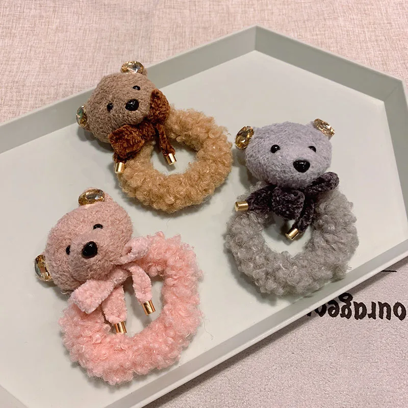 36 шт./лот DIY простой мульти плюшевый маленький медведь голова резинка эластичность кукла конский хвост резинки для волос инструмент для укладки аксессуар HA1668