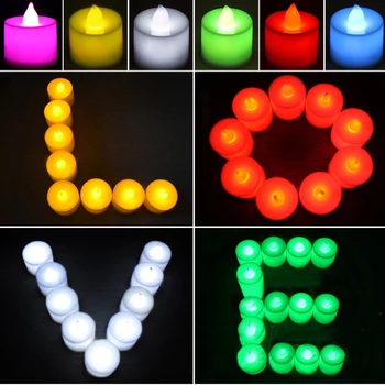 

24pcs / Box Led Light Colorful Candles Confession Engagement Proposal Atmosphere Decoration Electronic Candle Simulation Candle