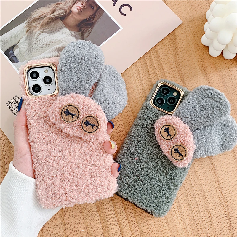 GlamPhone чехол плюшевые очки чехол для телефона с кроликом для iPhone11Pro/Max X XS Max XR Мягкий силиконовый чехол для iPhone11 7 8 6 6s Plus чехол