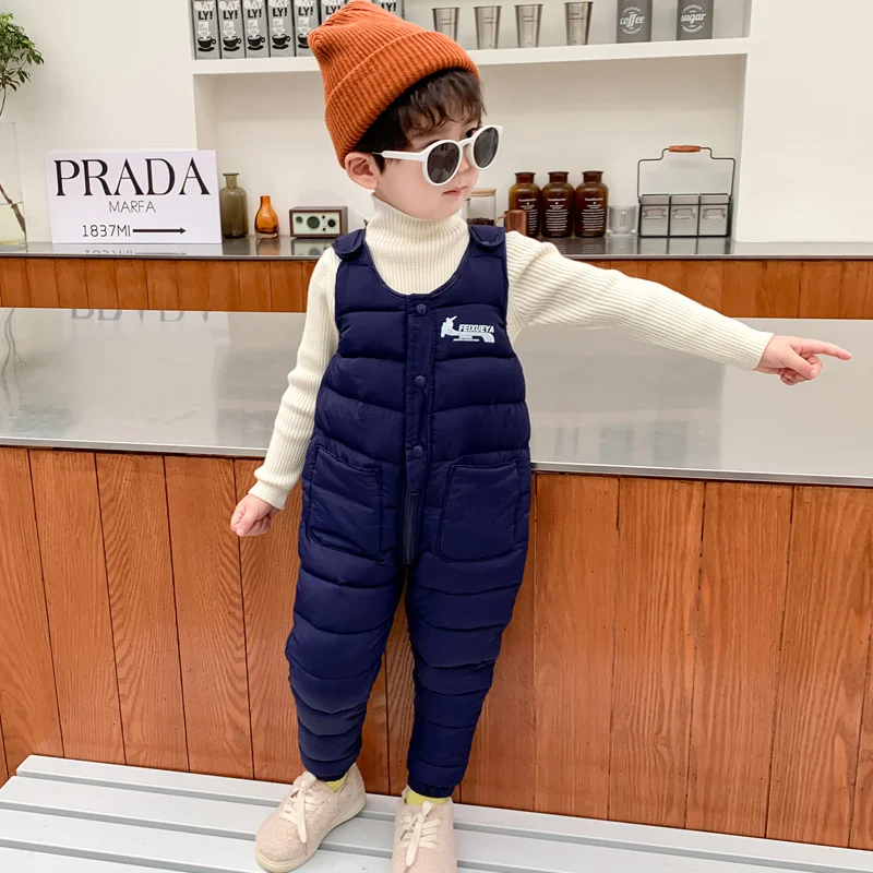 

2021 Winter Girls Warm Overalls Autumn Boys Girl Thick Pants Baby Kids Jumpsuit High Quality Clothing Children Ski Overalls