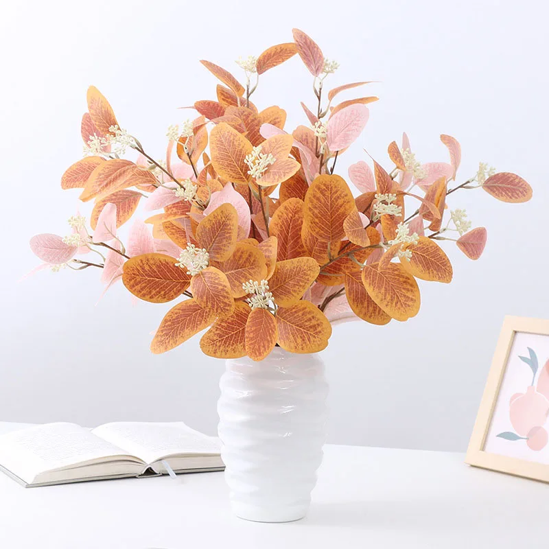Description Picture 5 of item54cm Artificial Eucalyptus Leaves with Fruit Morandi Wedding Floral Arrangement Olive Branch Home Decor Fake Flowers