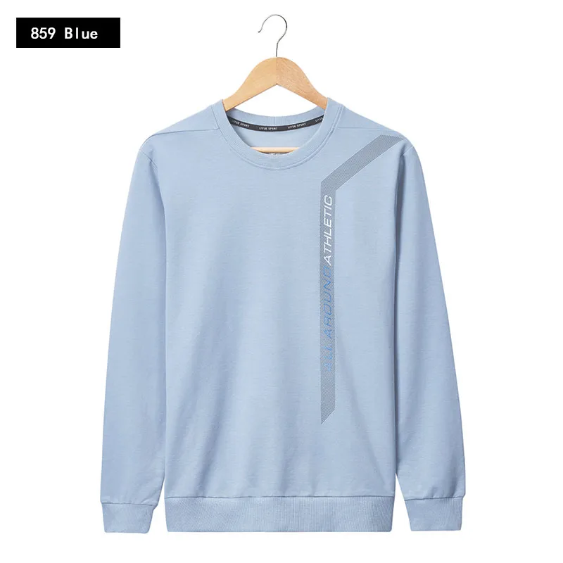 Sportswear men Pullover autumn winter new round neck Gym training casual loose long sleeve trend Outdoor hiking camping top - Цвет: 859  blue