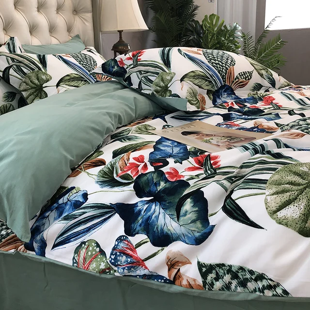 Botanical Floral Printed Bedding Set 4 Pcs Luxury Bedding Store