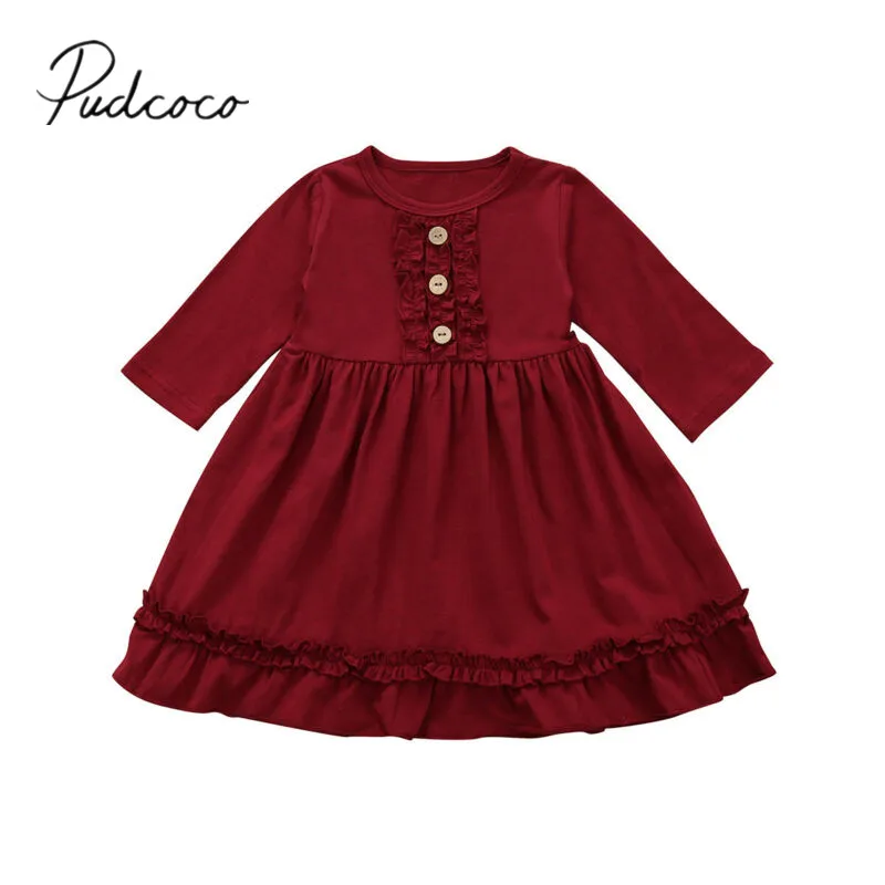 Одежда для малышей; сезон весна-осень платье с оборками и длинными рукавами для новорожденных девочек вечерние платья-пачки От 1 до 4 лет