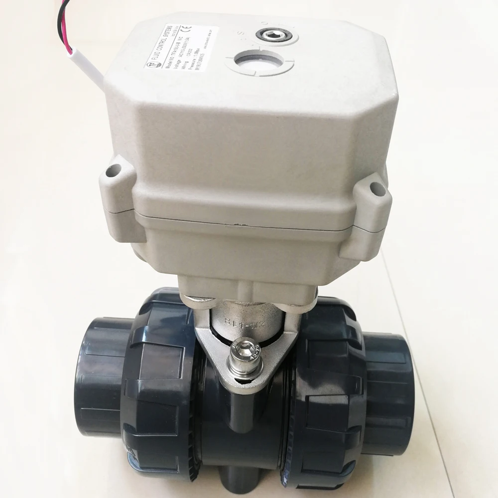 2 варианта ПВХ DN40 моторизованный шаровой клапан BSP/NPT 1-1/2 'ɳ/4/7 провода AC110-230V с