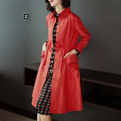 Большие размеры пальто для женщин ветровка повседневная одежда среднего возраста Женская одежда для отдыха женское осеннее пальто
