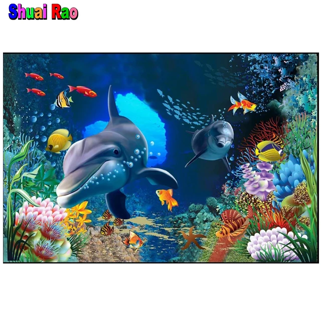 Underwater Ocean World DIY Diamond Painting 5D Wall Decor Diamond  Cross-stitch Embroidery