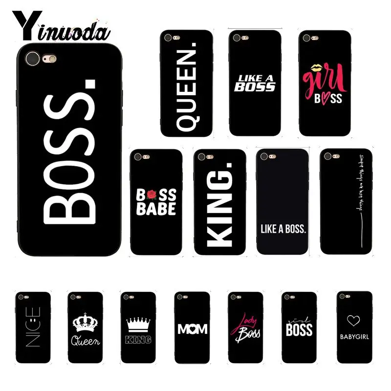 Yinuoda Boss queen King Text Art силиконовый чехол для телефона iphone 8 7 6 6S 6Plus X XS MAX 5 5S SE XR Fundas Capa 11