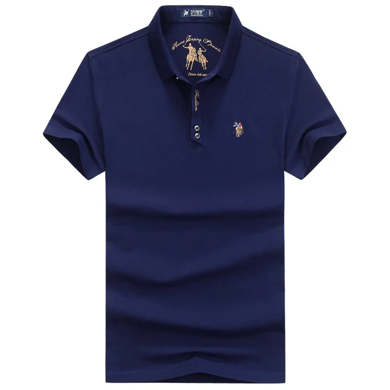 Высококачественная хлопковая рубашка поло, Мужская модная летняя дышащая рубашка поло Para Hombre с 3D вышивкой, Мужская рубашка поло с коротким рукавом