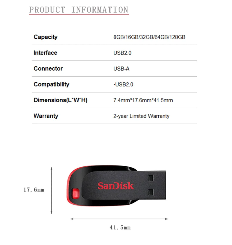 SanDisk CZ50 USB флеш-накопитель 128 ГБ/64 Гб/32 ГБ/16 ГБ флеш-накопитель Флешка USB 2,0 карта памяти флеш-накопитель USB диск usb флеш-накопитель