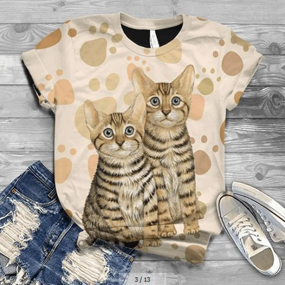 Plus Size Vintage Shirts Women Tshirts Short Sleeve 3D Animal Printed O-Neck Tops Tee T-Shirt Blusas mujer camisetas