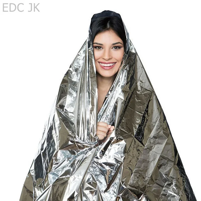Outdoor Waterproof Life-saving Military Sos Emergency Blanket Survival Gear Rescue Insulation Curtain Blankets Silver 210*140CM Emergency Blanket