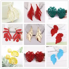 Богемные крупные листья кулон серьги для женщин дизайн Модные металлические серьги в форме листа свадебные украшения преувеличенный Рождественский подарок