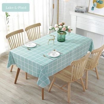 

Tablecloth Rectangular Waterproof PVC Plaid Dining Table Cover Plastic Oilproof For Home Decor Kitchen