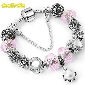 

Charm Bracelet Pearl Alloy Crystal Metal Fashion Gold Color Beads Charm Brand Beaded Bracelet for Woman Wife Mother's Day Gift