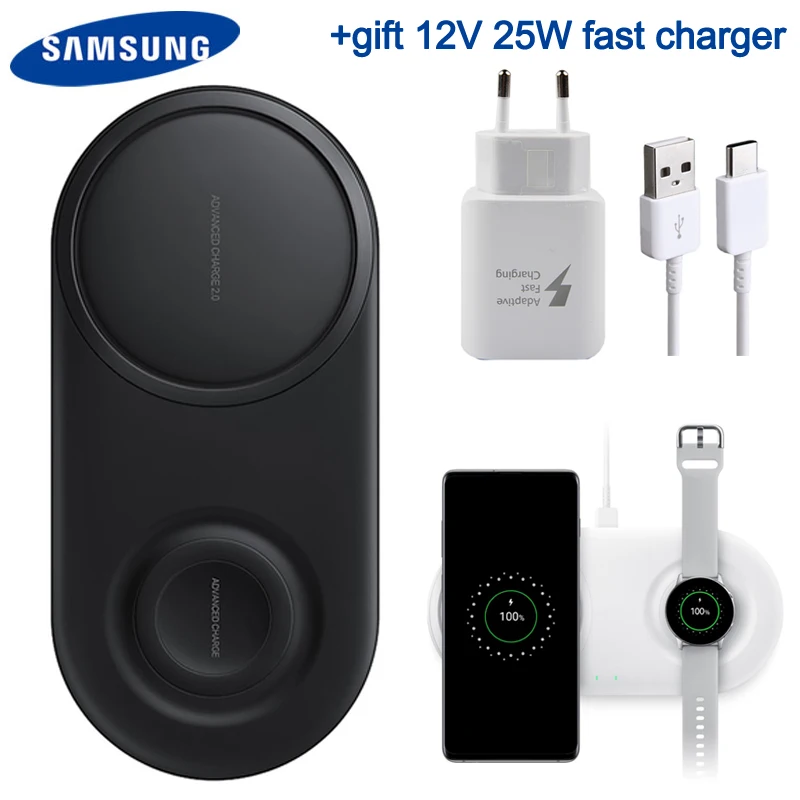 

Original Fast QI Wireless Charger Dual Pad EP-P5200 For Samsung Galaxy Watch Gear S2 S3 S4 Galaxy S10 Plus Note8 Note9 Note 10