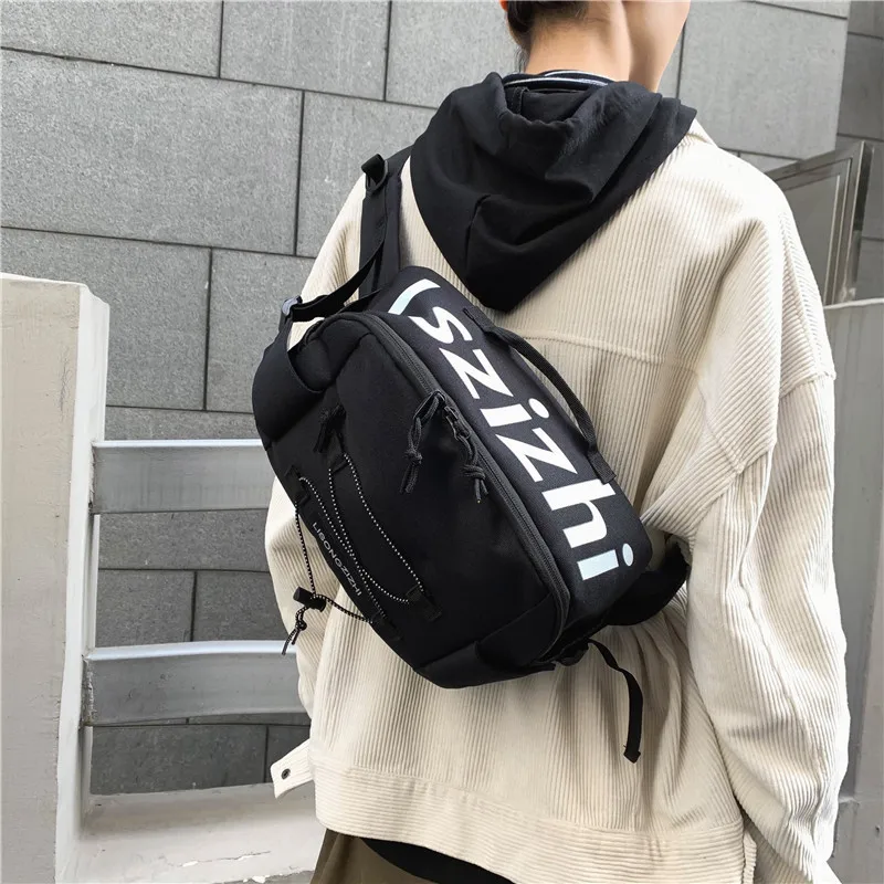 

Korean-style Harajuku-Style Street Large Capacity Sports Chest Pack Men's Hong Kong Style Retro Popular Brand Casual Shoulder Ba