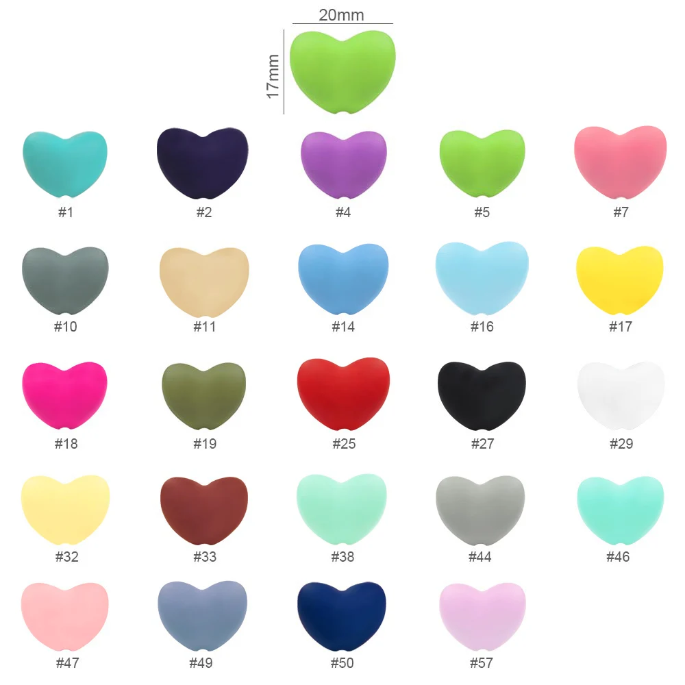 10pcs Heart Silicone Beads Teether Chewable Teething BPA Free Newborn Nursing Baby Pearl Pacifier Clips Food Grade teething toys silicone teething toys baby teething toys silicone teether silicone teething beads