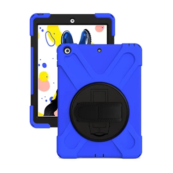 

Heavy Duty Shockproof Case Armor Cover for New iPad 10.2 Inch 2019 with Screen Protector/Kickstand/Hand Strap/Shoulder Strap (Bl