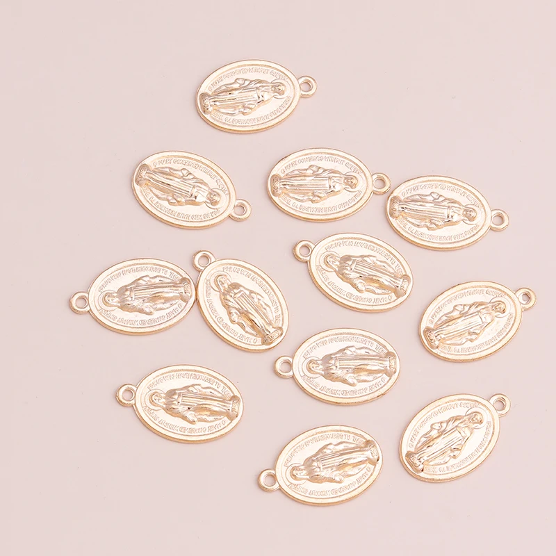Leslie 10 Stück lange Statement-Legierungsherzen Jungfrau Maria Anhänger Schmuck für handgefertigte Halsketten Original-Armband 26 x 15 mm Geschenke – Detail 2