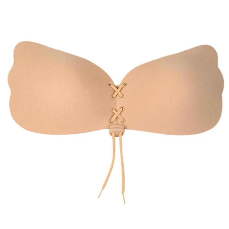 Women Invisible Bra Super Push Up Seamless Self-Adhesive Sticky Wedding Party Front Strapless Fly Silicone Breast Petals Bra
