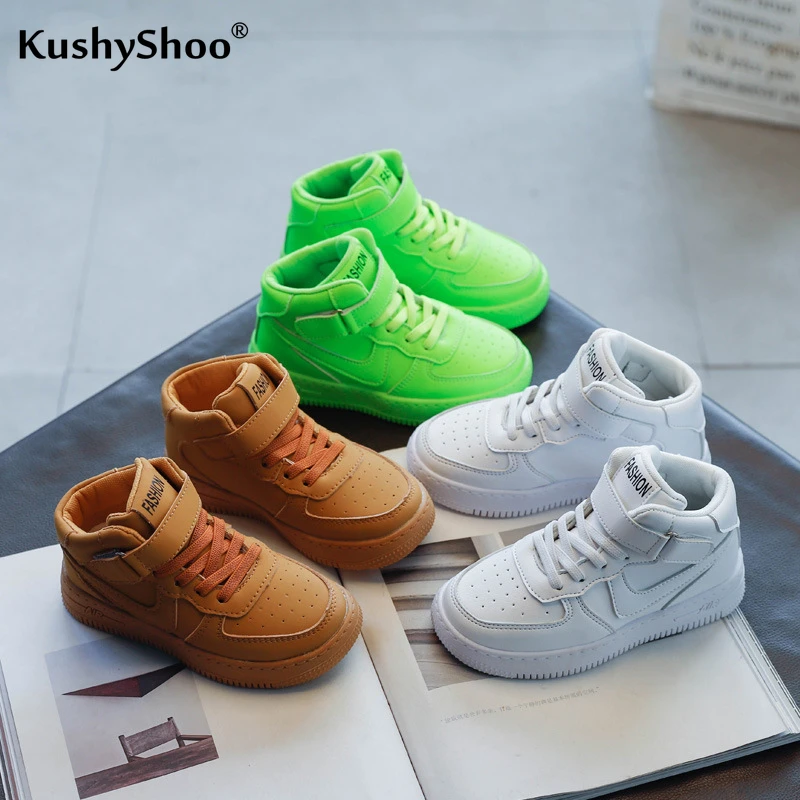 Kushyshoo dziecięce buty 2021 wiosna moda jednolity kolor Hook & Loop All-match platforma trampki oddychające buty do biegania