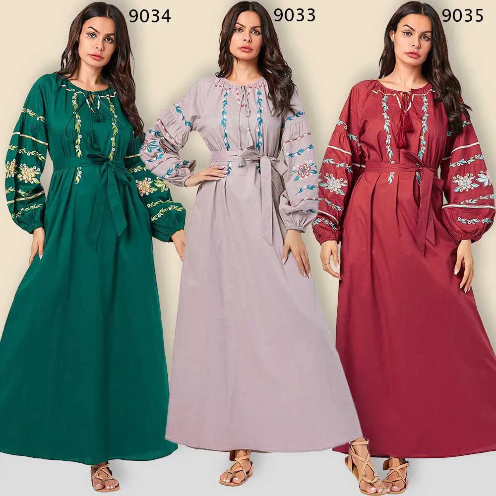 Элегантная вышивка, макси-платье мусульманская абайя Vestidos кардиган-кимоно длинные халаты Jubah Ближний Восток арабский Eid Рамадан исламский