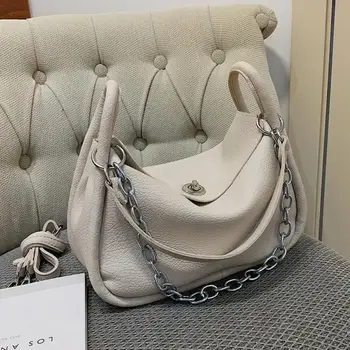 

Elegant Female Solid Color Armpit bag 2020 New High quality PU Leather Women's Designer Handbag Portable Shoulder Messenger Bag