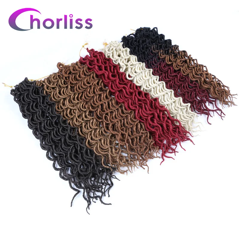 Faux Locs Curly вязание крючком косички волос Омбре синтетический твист косичка волос Exntension Chorliss 18 дюймов натуральный черный коричневый богиня Locs