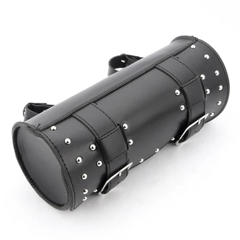 

Saddle Luggage Adjustable Black Front/rear Motorcycle Tool Bag PU Leather Side Back Tail Storage Organizer Quick-release straps