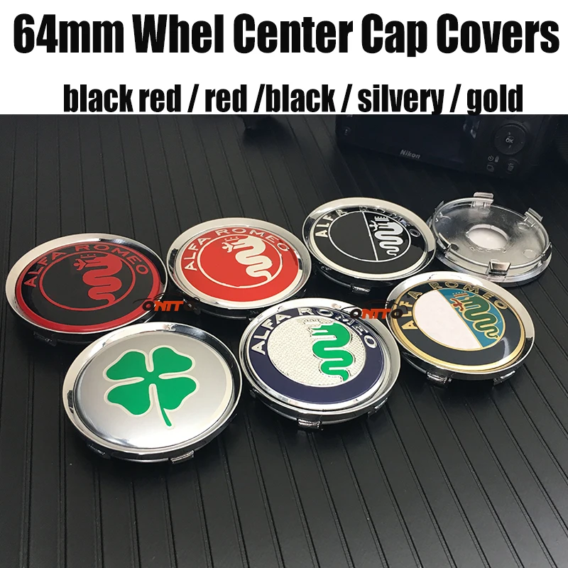 

Chrome PVC Car Logo Accessorie 64mm 6.4cm Wheel Center Cap Wheel Rim Covers For Mito 147 156 159 166 Spider GT 4X/20X/100X
