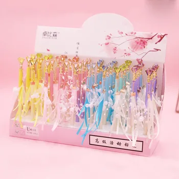 

40 pcs/lot Kawaii Diamond Ribbon Pendant Mechanical Pencil Cute Student Automatic Pen For Kid School Office Supply