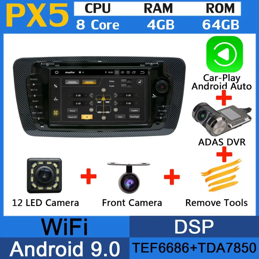 5 USB порт Android 9,0 PX6/Восьмиядерный автомобильный dvd-плеер для сиденья Ibiza 2009 2010 2011 2012 2013 Автомобильный Радио DSP gps Мультимедиа - Цвет: PX5-Adas-Carplay