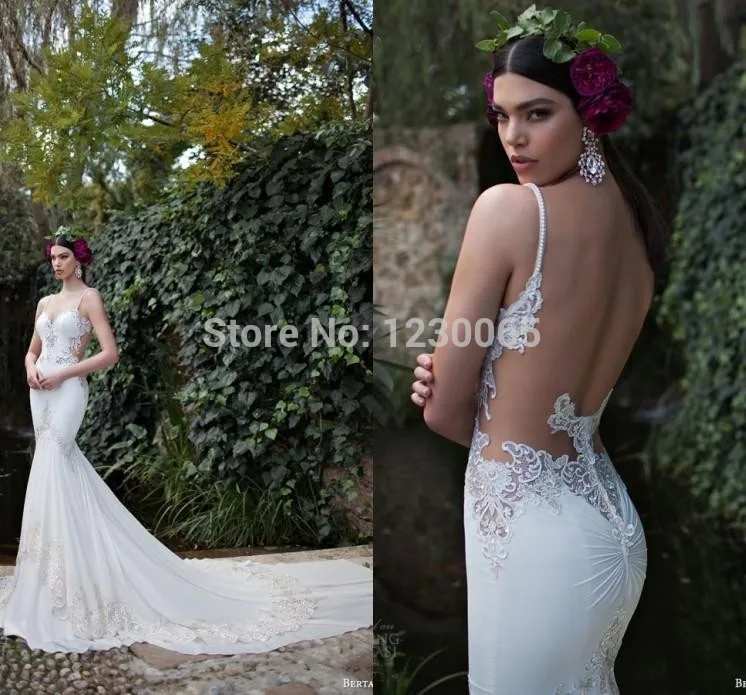 

Spaghetti Straps Applique Beaded Mermaid Sleeveless Backless Bridal gown 2018 robe de mariee mother of the bride dresses