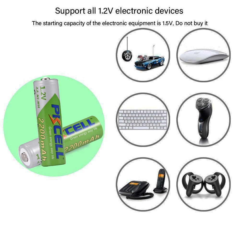 24 шт. PKCELL AA 2200mAh 1 2 V NIMH перезаряжаемые батареи aa v LSD Аккумуляторы для цифровой