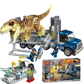 

10927 638pcs Jurassic World Tyrannosaurus Rex Transport Bela Building Block Toy Compatible With Lepining 75933 Toys For Children