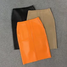 Chic OL elegant leather skirts Brand new high quality genuine leather pencil skirts B395