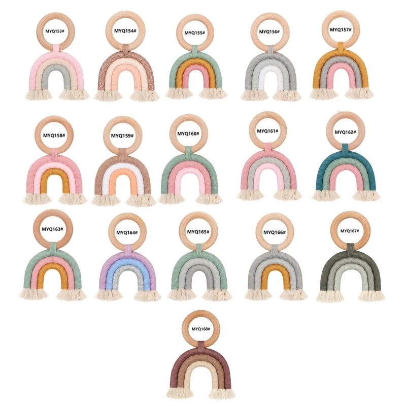 Christmas Baby Rainbow Teething Ring Safety Wooden Teether Baby Care Shower Gift 