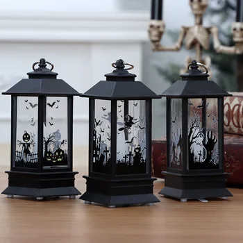 

Portable LED Lantern Halloween Decorative Pendant Lamp Hanging Lamp Flame Light LED Luminous Pumpkin Lamp Flame Lamp Night light