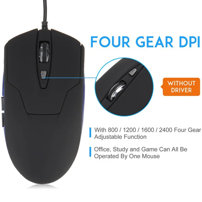 LED USB Wired Gaming Mouse 6 Buttons Adjustable 2400 DPI Optical Computer Mice for Game Laptop LFX-ING